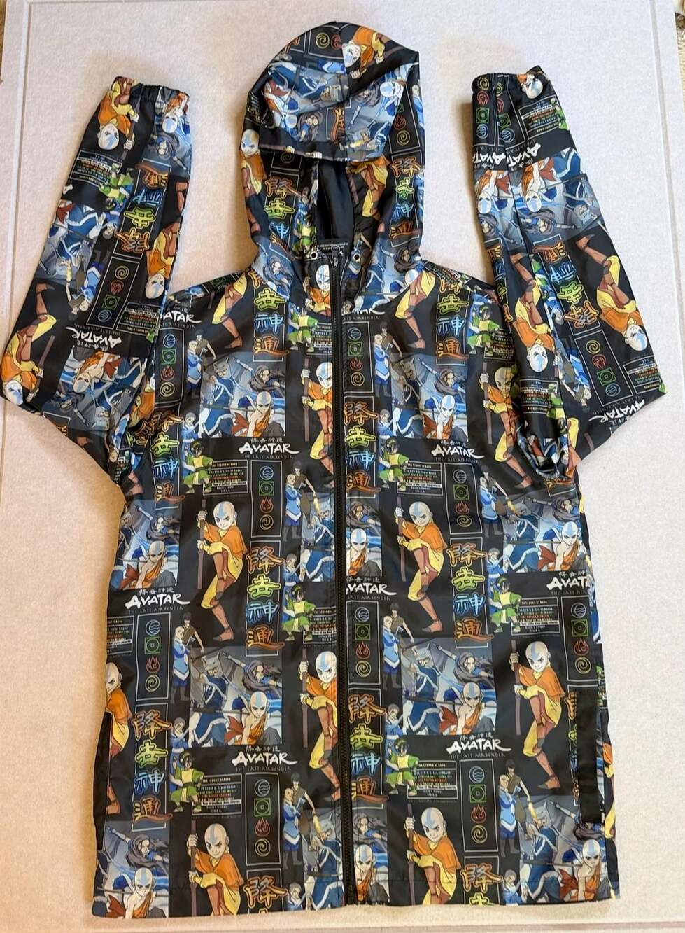 Avatar The Last Airbender Men’s Windbreaker Jacket Medium Aang All Over Print